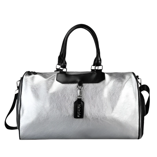 Classy Silver Gym Bag with Bag Tag