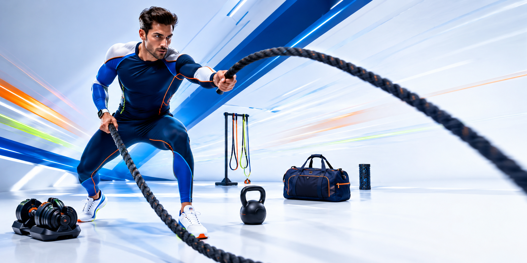 Athlete training with premium fitness equipment