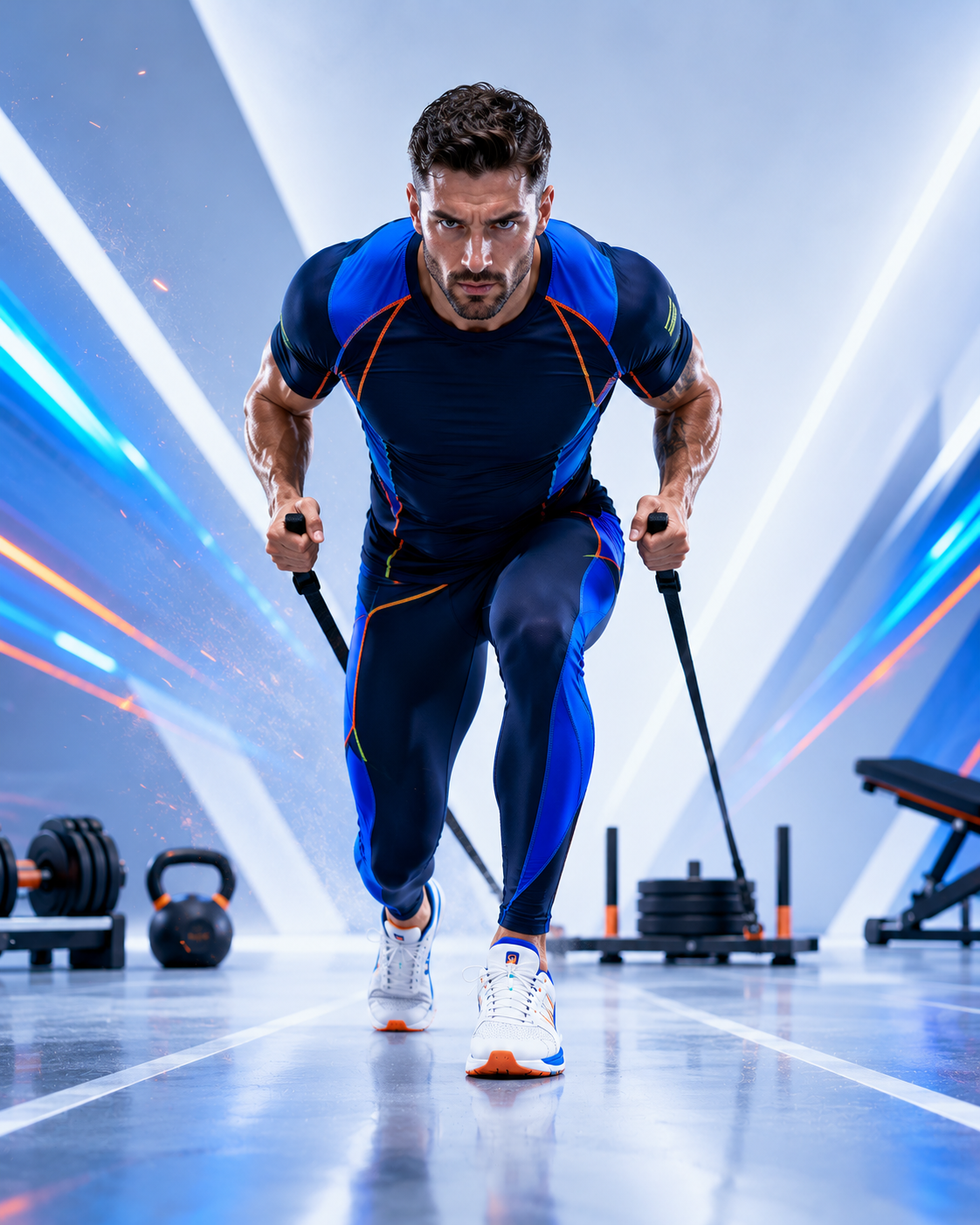 Athlete training with focus and intensity