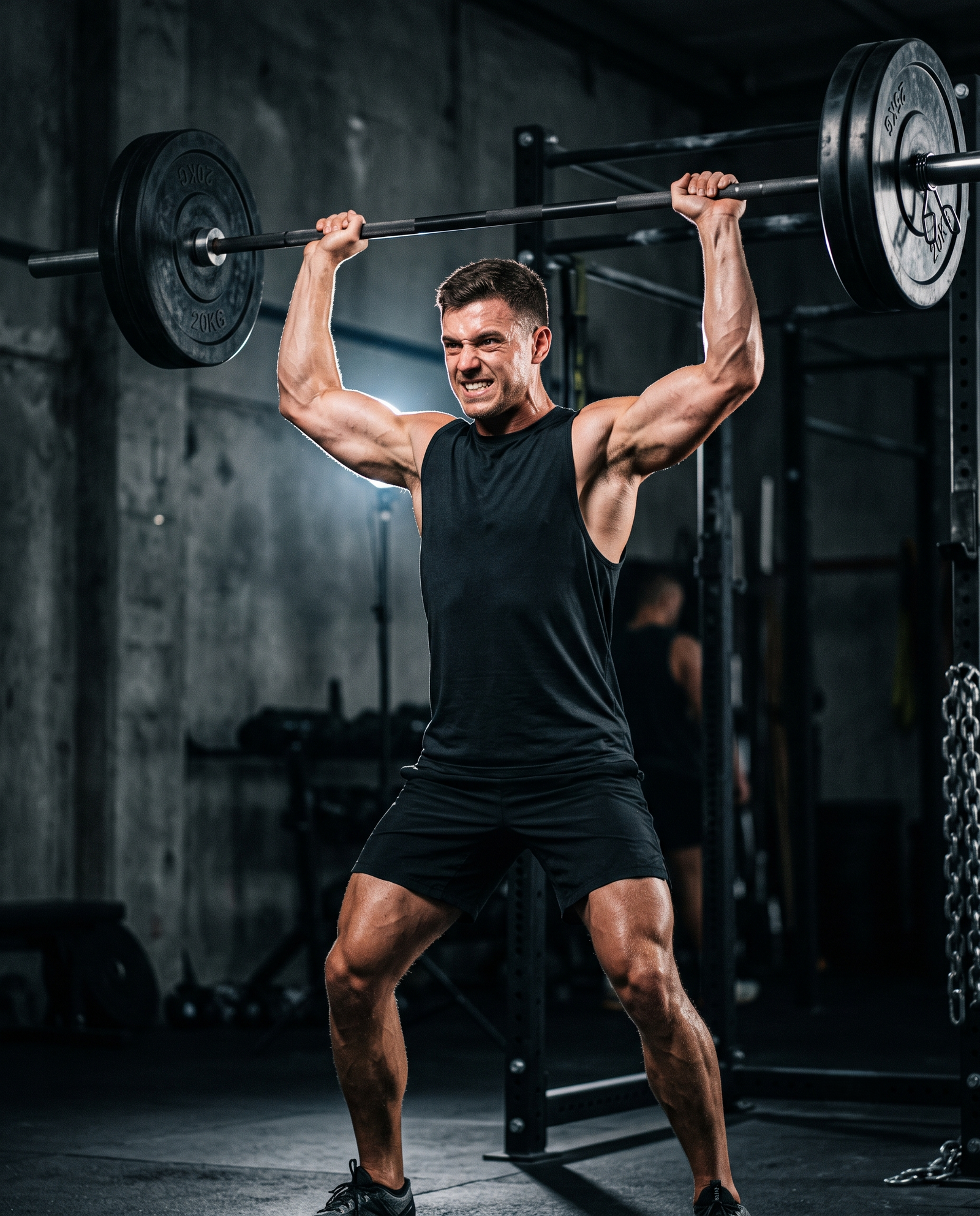 Athlete mid-rep wearing performance training gear