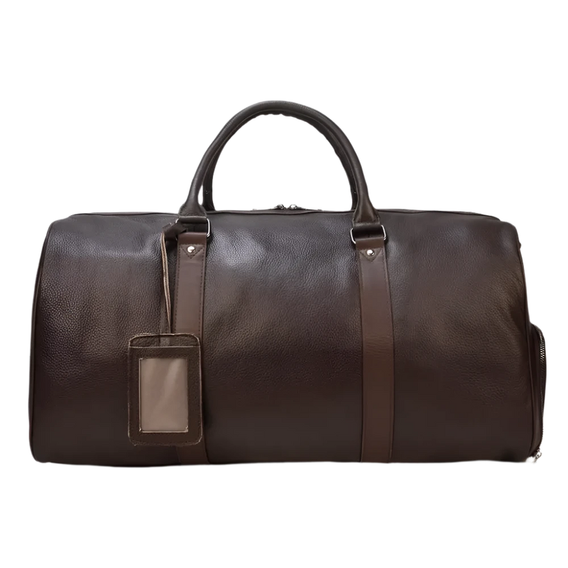 Premium Genuine Leather Gym Bag - Luxury Sports Duffle