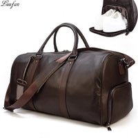 Premium Genuine Leather Gym Bag - Luxury Sports Duffle