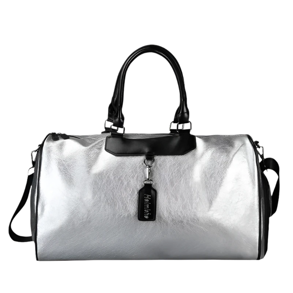 Classy Silver Gym Bag with Bag Tag