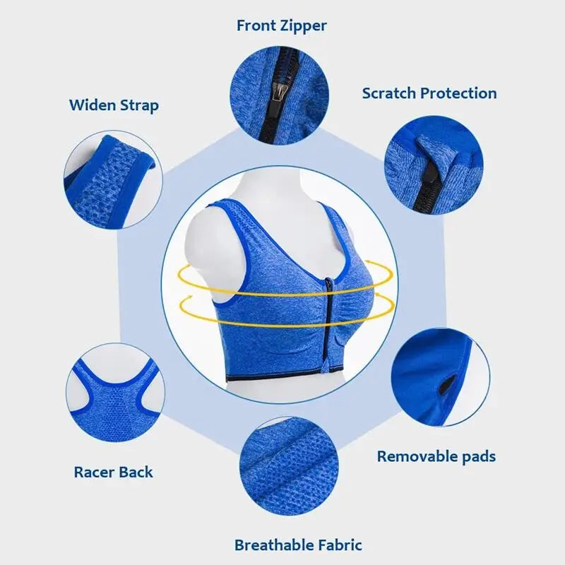 Seamless Front-Zip Sports Bra