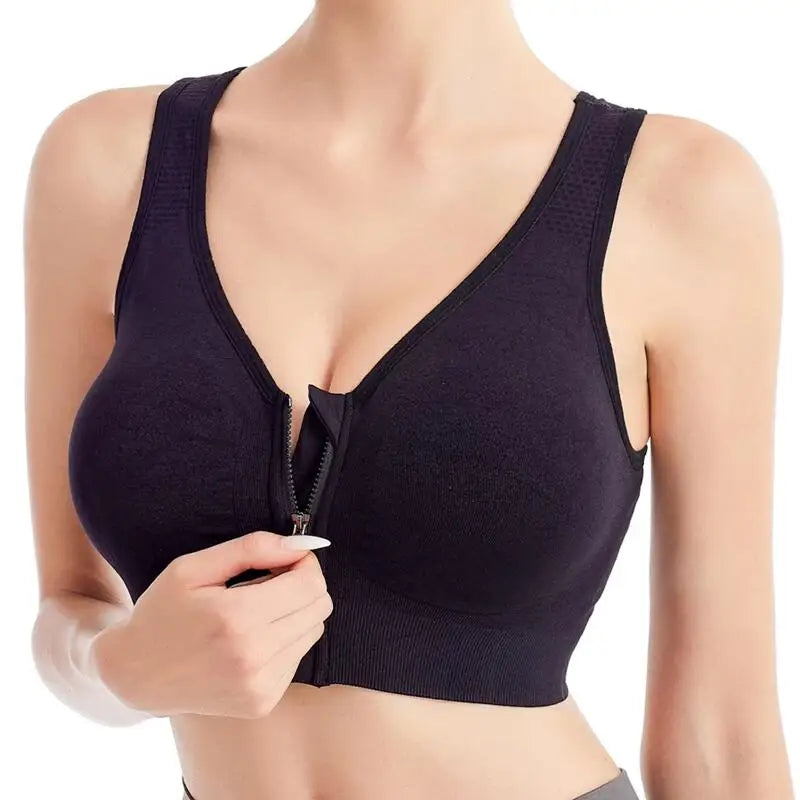 Seamless Front-Zip Sports Bra