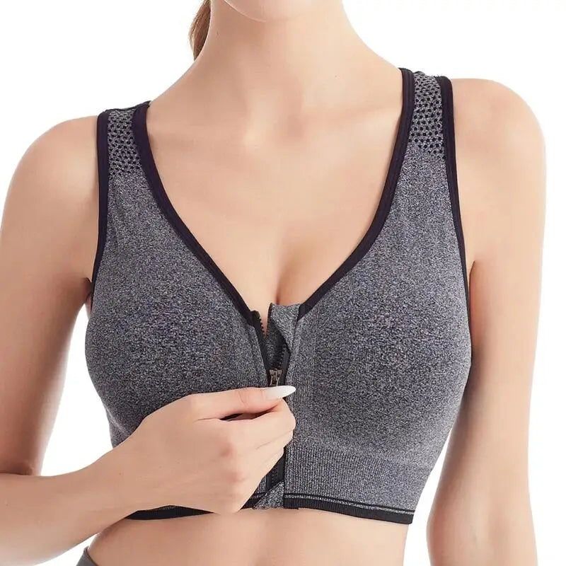 Seamless Front-Zip Sports Bra
