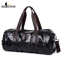 Premium Cylindrical PU Leather Gym Bag - 20-35L Capacity