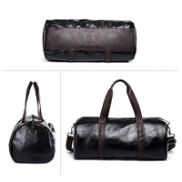 Premium Cylindrical PU Leather Gym Bag - 20-35L Capacity
