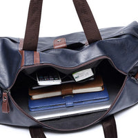 Premium Cylindrical PU Leather Gym Bag - 20-35L Capacity