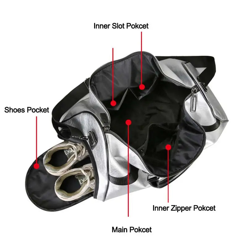 Silver Leather Gym Duffle