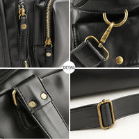 Vintage PU Leather Gym Bag - Classic Travel Duffle 42x26cm