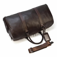Premium Genuine Leather Gym Bag - Luxury Sports Duffle