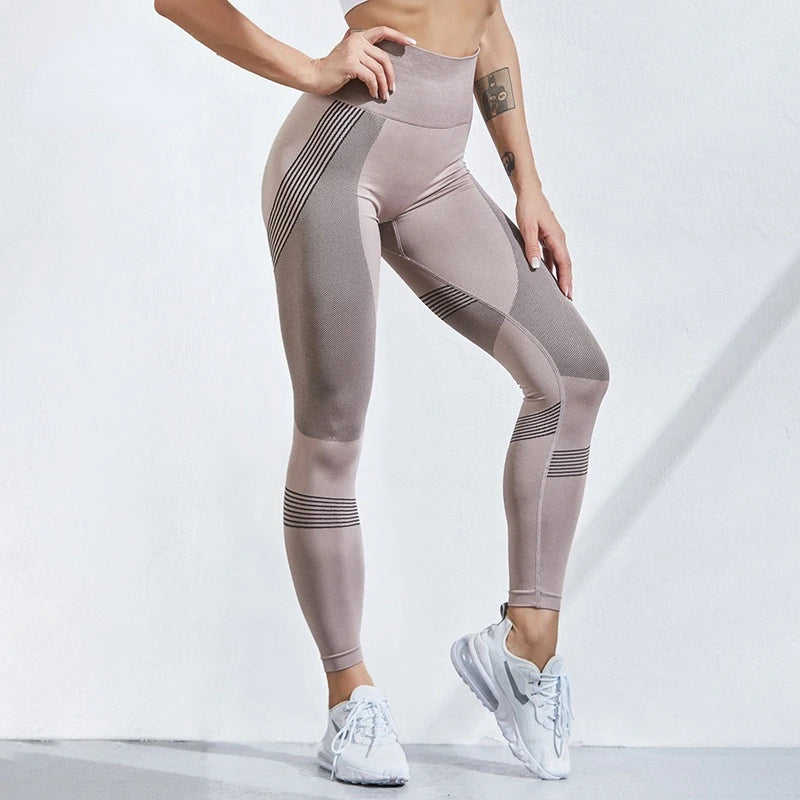 High-Waist Mesh Patchwork Compression Tights - Women's Performance Leggings