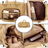 Waterproof Nylon Duffle Bag with Shoe Compartment - 21x10x13 inches