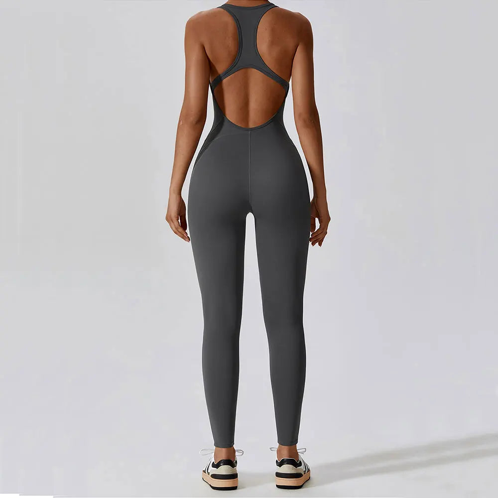 Pocketed Sleeveless Yoga Jumpsuit