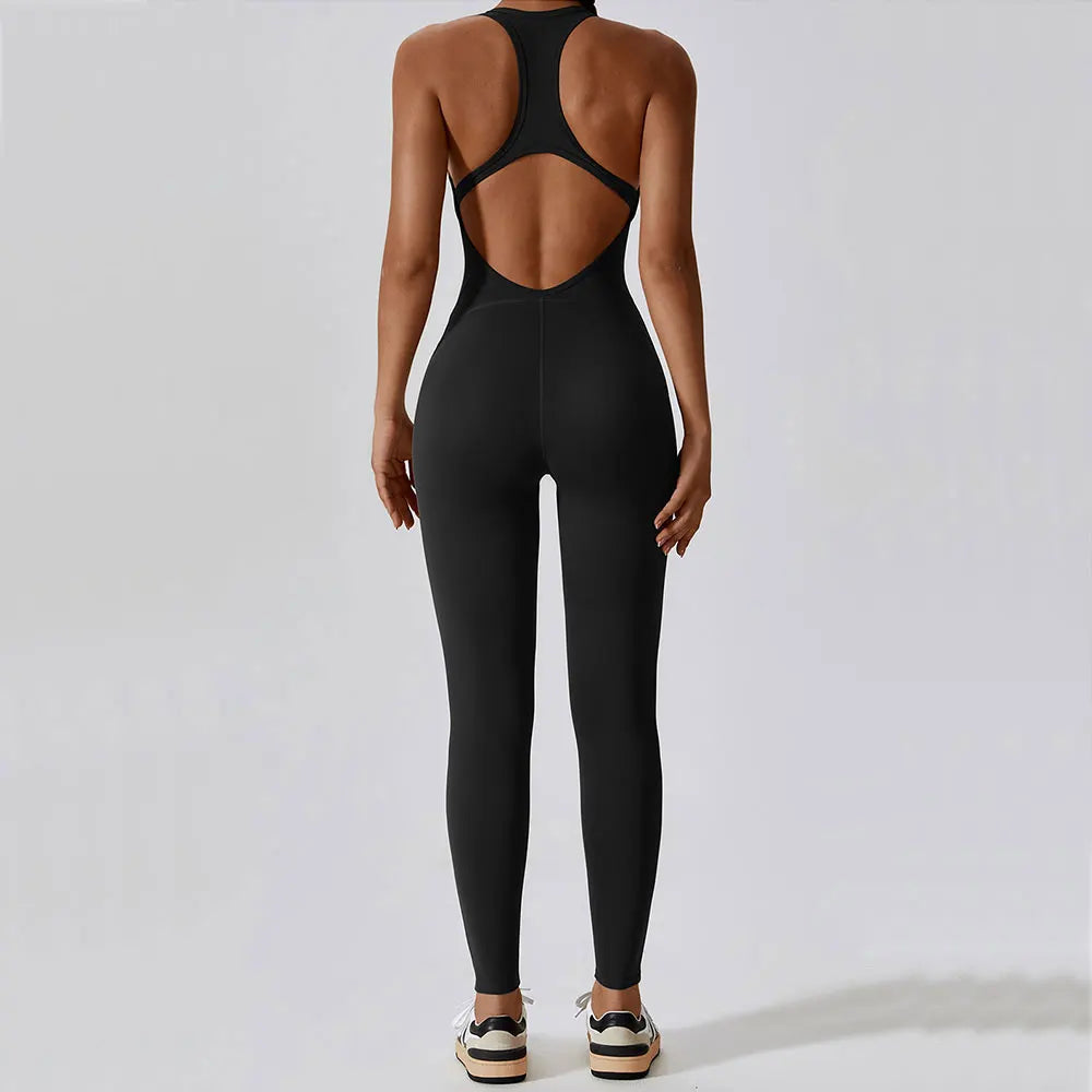 Pocketed Sleeveless Yoga Jumpsuit