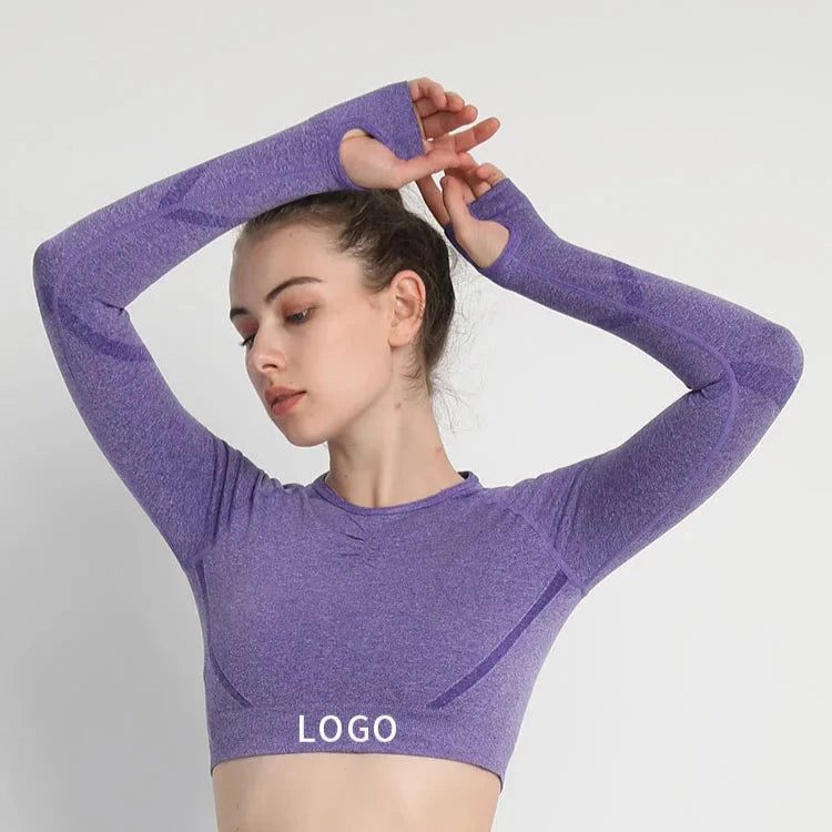 Seamless Long Sleeve Compression Workout Top - High-Stretch Performance Shirt