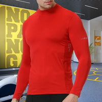 Men's High Collar Compression Shirt - All-Season Performance Top
