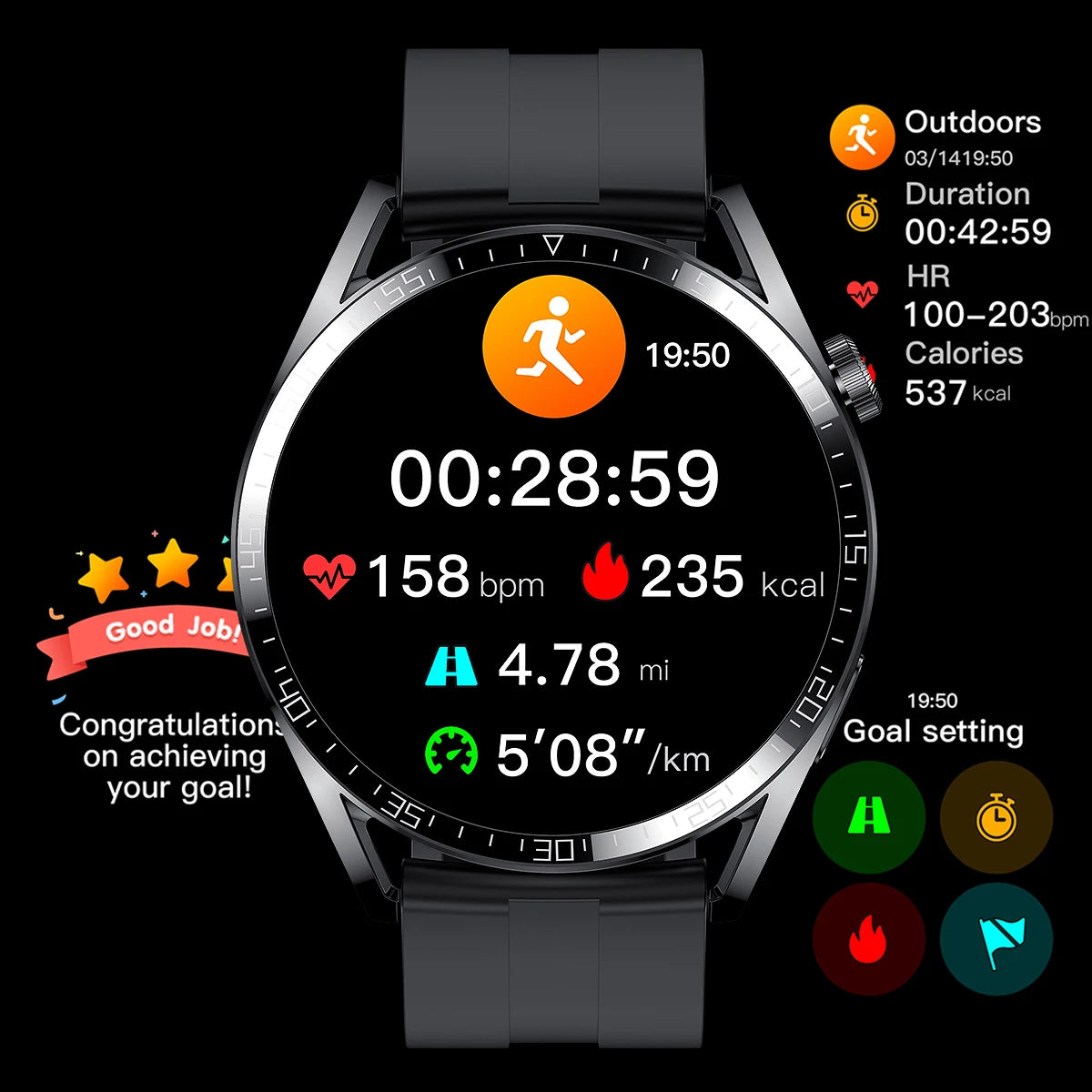 IP68 Waterproof Fitness Smartwatch