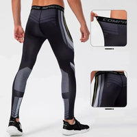 Men's Sporty CrossFit Compression Tights - Print Pattern Performance Leggings