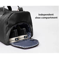 Classic Black Terylene Sports Duffle with Shoe Compartment