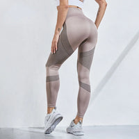 High-Waist Mesh Patchwork Compression Tights - Women's Performance Leggings