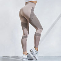 High-Waist Mesh Patchwork Compression Tights - Women's Performance Leggings