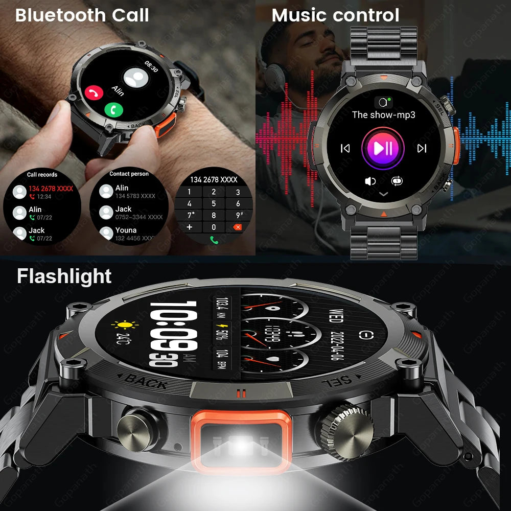 Outdoor Flashlight Fitness Smartwatch