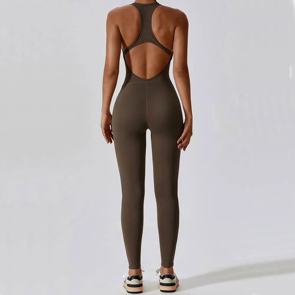 Pocketed Sleeveless Yoga Jumpsuit