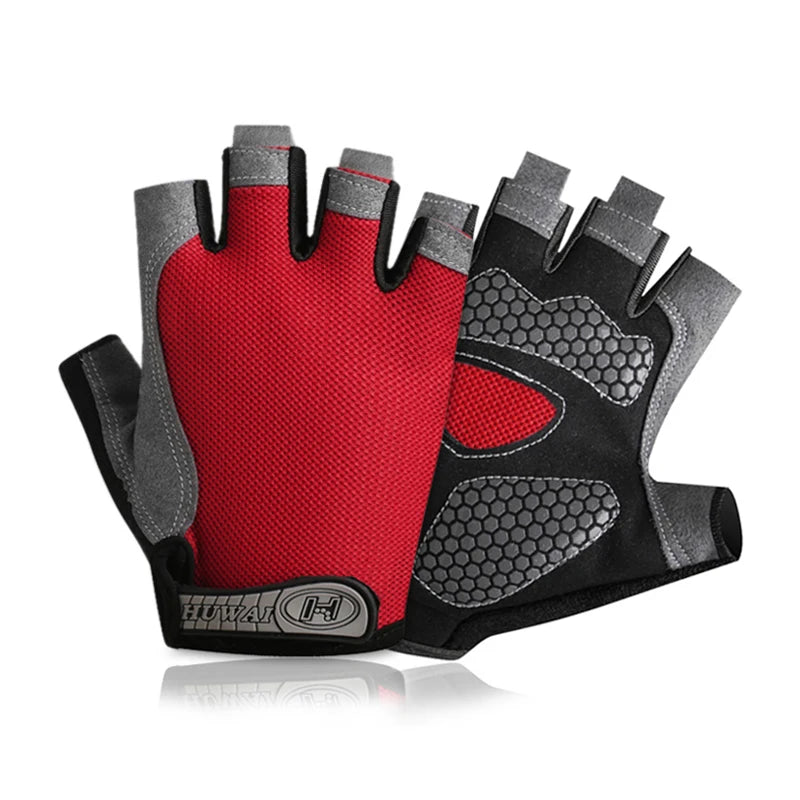 Half Finger Sports Gym Gloves - Breathable Cycling & Training Gloves with Padded Palm