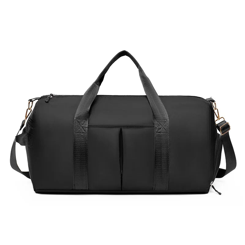 Classic Black Terylene Sports Duffle with Shoe Compartment