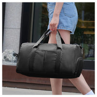 Classic Black Terylene Sports Duffle with Shoe Compartment