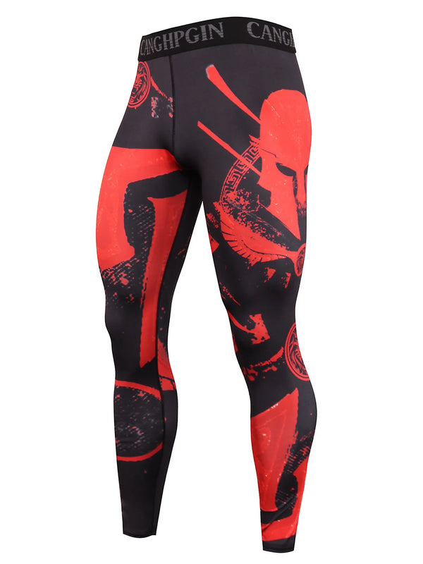 Men's Sporty CrossFit Compression Tights - Print Pattern Performance Leggings