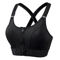 Women's Shockproof Front Zipper Sports Bra - High Support Fitness Bra