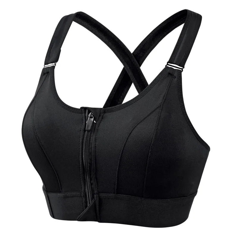 Shockproof Front Zipper Sports Bra