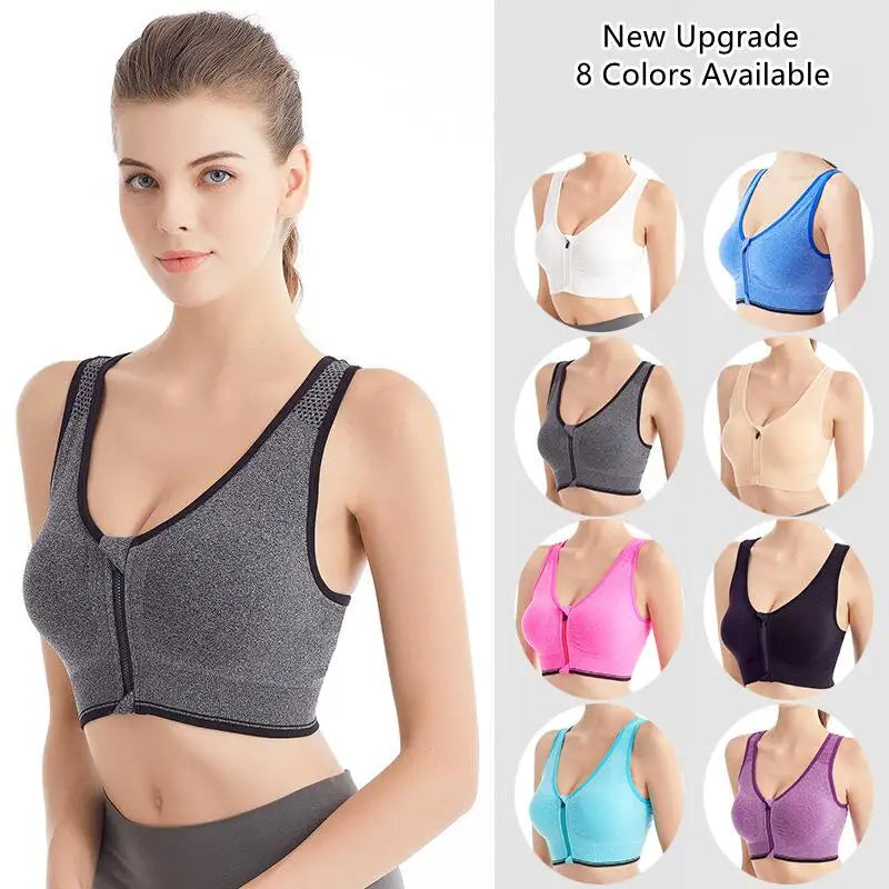 Seamless Front-Zip Sports Bra