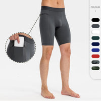 Men's Quick-Dry Crossfit Compression Tights - 2-in-1 Gym Shorts with Pocket