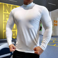Men's High Collar Compression Shirt - All-Season Performance Top