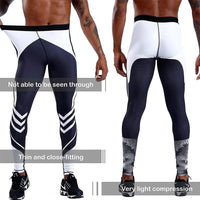 Men's Sporty CrossFit Compression Tights - Print Pattern Performance Leggings