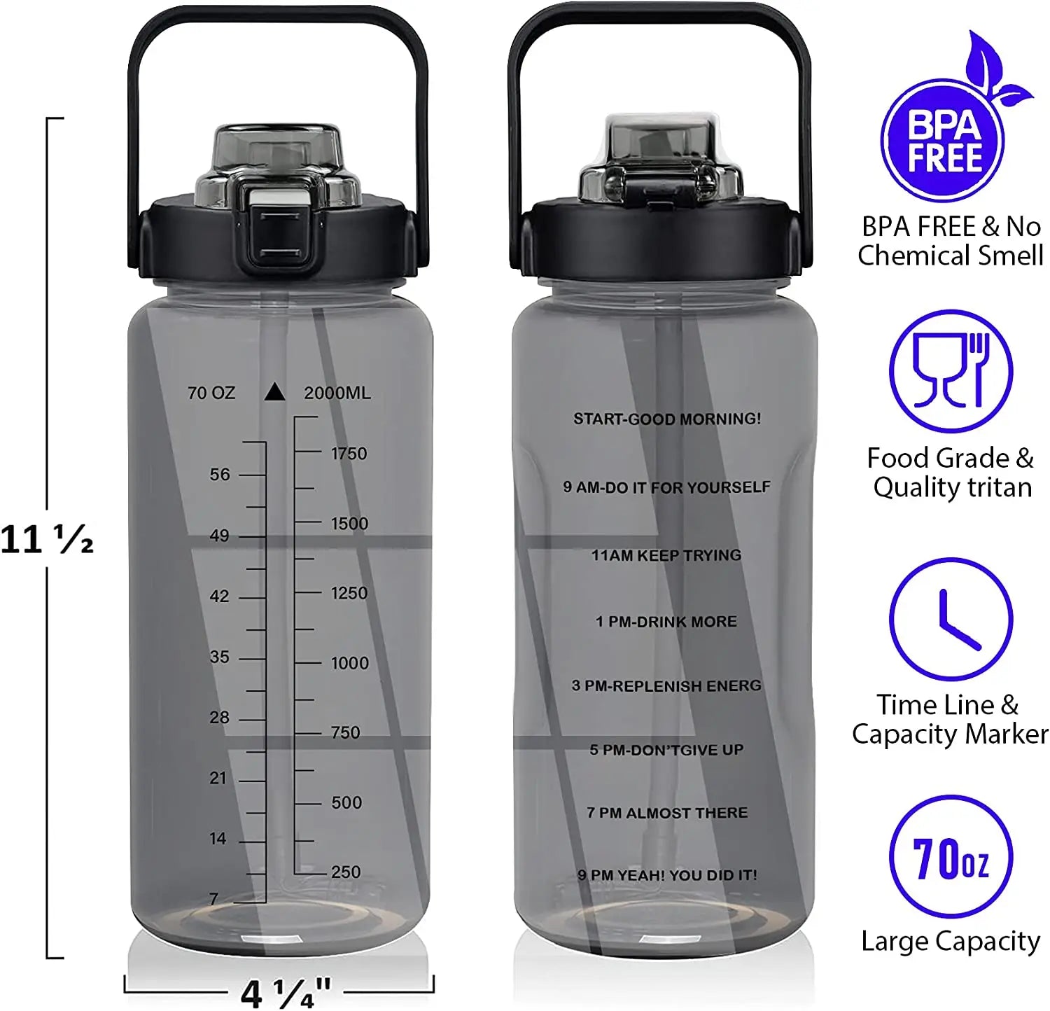 Half Gallon Motivational Water Bottle