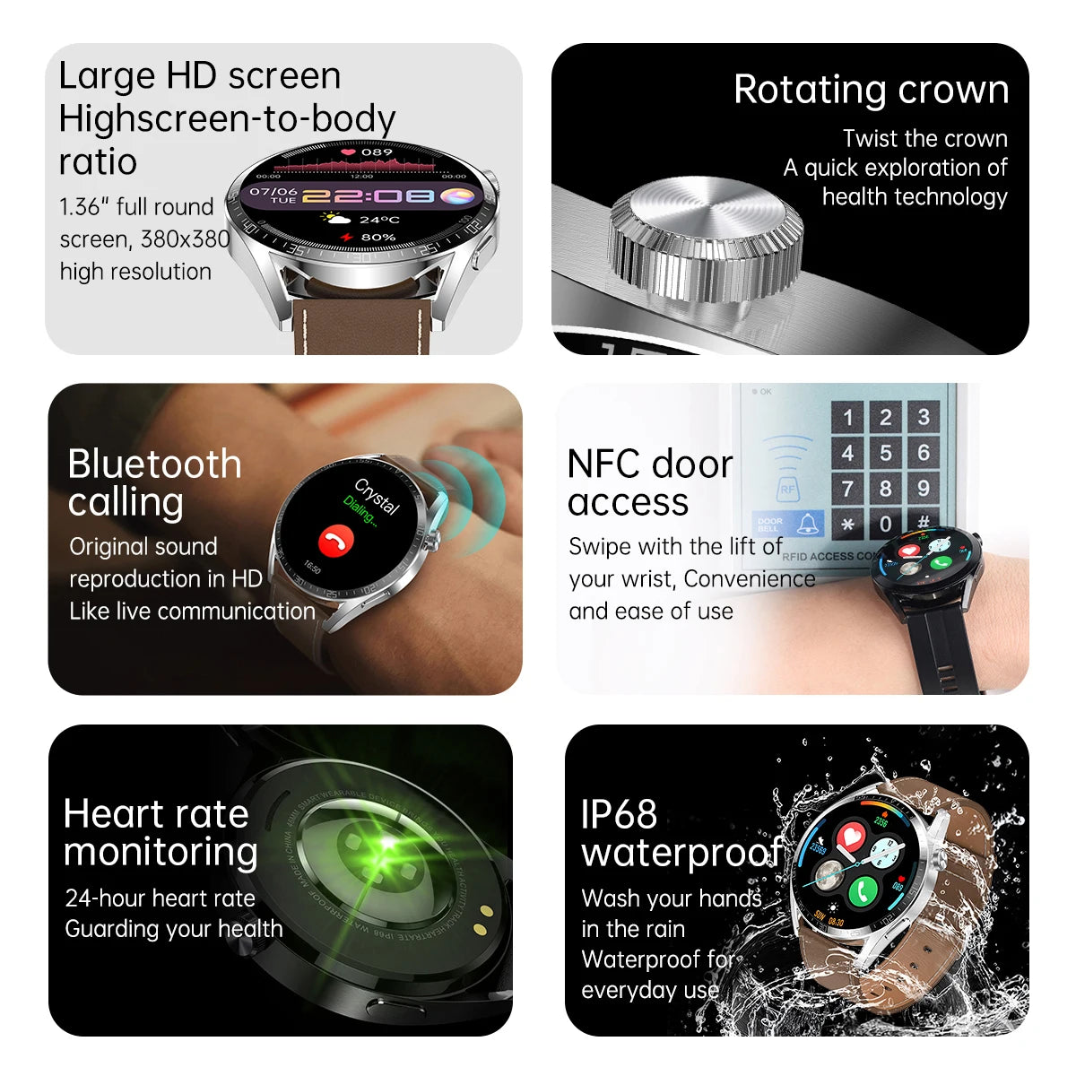 IP68 Waterproof Fitness Smartwatch