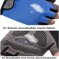 Half Finger Sports Gym Gloves - Breathable Cycling & Training Gloves with Padded Palm